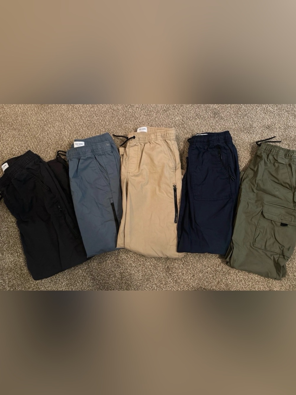 Kids Cargo Jogger Pants - Black, Gray, Khaki, Navy, Olive - size L